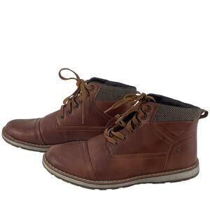 X-Ray Men's Brown Faux Leather Combat Boots Size 10.5 Preowned
